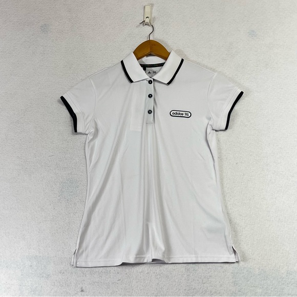 Adidas Golf Polo Shirt Womens Performance Patch Short Sleeves Size S White New - Picture 1 of 10